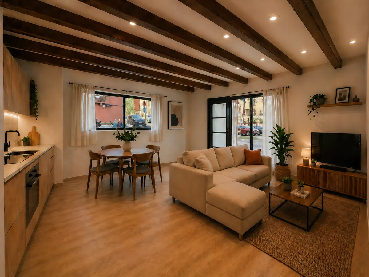 Interior de vivienda resultante de un cambio de uso de local, Garrigues 28, Sabadell